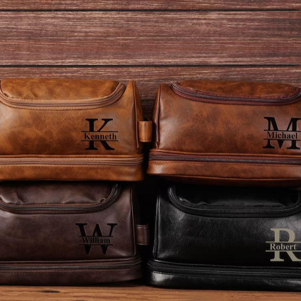 Personalized Leather Toiletry Bag, Groomsmen Gift, Christmas Gift For Him, Anniversary Gift