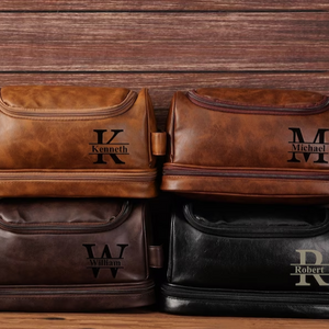 Personalized Leather Toiletry Bag, Groomsmen Gift, Christmas Gift For Him, Anniversary Gift