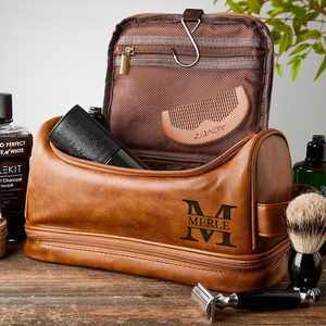 Personalized Groomsman Toiletry Bag, Gifts For Him, PU Leather Dopp Kit