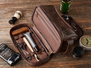 Personalized Toiletry Bag, Groomsman Gift For Him, Engraved PU Leather Dopp Kit