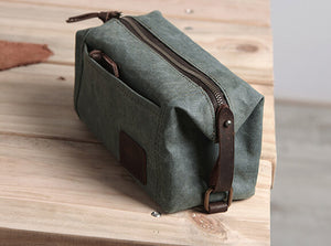 Canvas Leather Women's Handbags, Handmade Toiletry Bag, Vintage Daily Pen Holder Case NX011 - echopurse