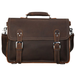 Crazy Horse Leather Briefcase Multifunctional Backpack Men Laptop Shoulder Bag Messenger Bag - echopurse