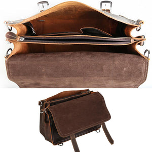Crazy Horse Leather Briefcase Multifunctional Backpack Men Laptop Shoulder Bag Messenger Bag - echopurse