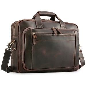 Crazy Horse Leather Briefcase Retro Men Tote Bag Business Shoulder Messenger Bag - echopurse