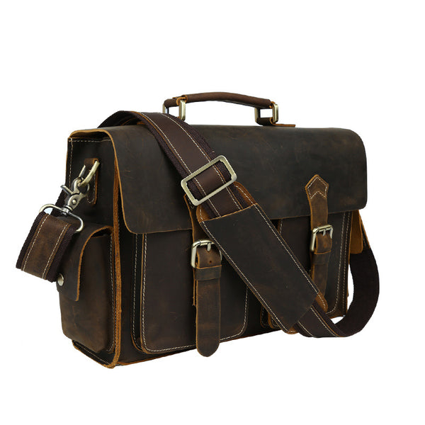 bizarre TASCHEN 洋書 ※送料無料　即購入可 Crazy Horse Leather Men Briefcase Retro Shoulder Messenger Bag