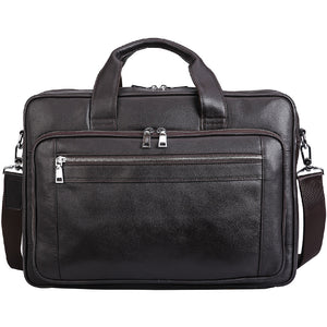 Full Grain Leather Briefcase Men Handbag Laptop Bag Large Shoulder Messenger Bag - echopurse
