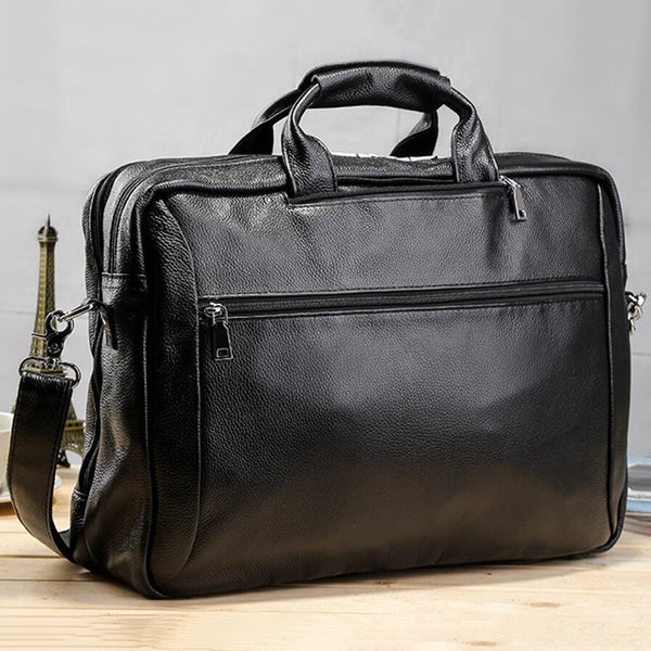 Full Grain Leather Men Briefcase Multifunctional Backpack Large Capacity Laptop Bag EchoPurse