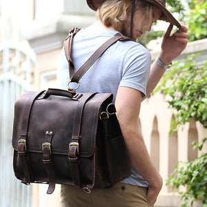Handmade Top Grain Leather Backpack, Shoulder Bag, Crazy Horse Leather Travel Bag, Handbag CN5049 - echopurse