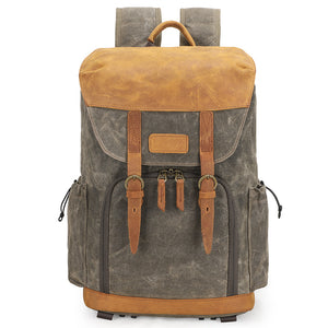 Waterproof Canvas DSLR Camera Backpack Waxed Canvas Laptop Backpack Travel Backpack QSM3102 - echopurse