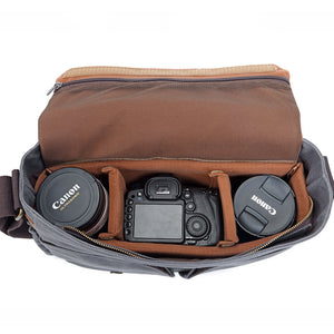 Waterproof Canvas DSLR Camera Bag Waxed Canvas Shoulder Bag Retro Messenger Bag - echopurse