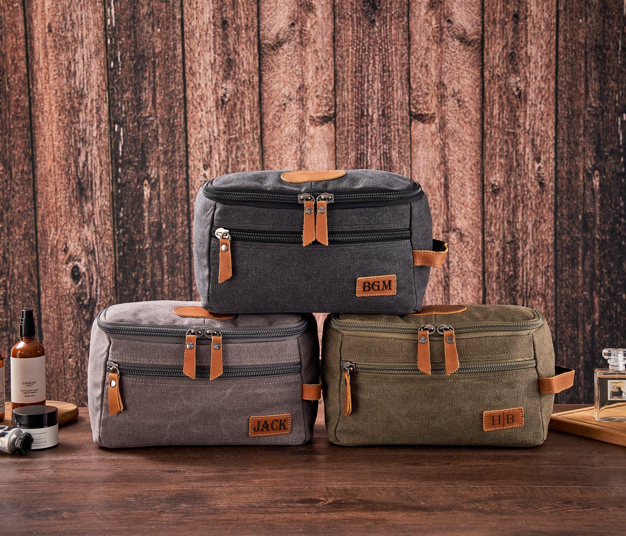 best men's travel toiletry bags Personalized Men's Toiletry Bags, Canvas and Leather Dopp Kit For Men, Shaving Kit