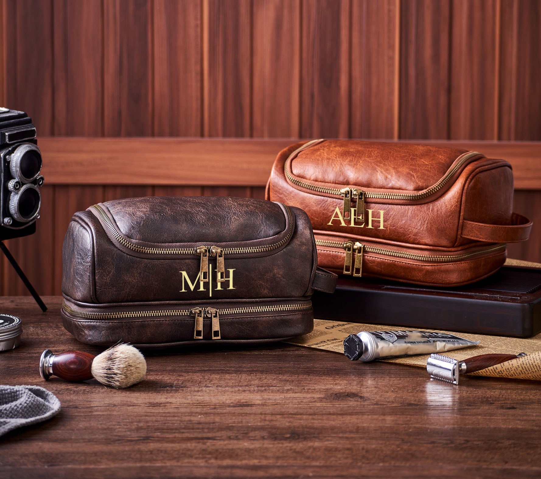 Personalized Groomsmen Gifts, Gifts For Men, Bachelor Party Gift, Hanging On PU Leather Toiletry Bag