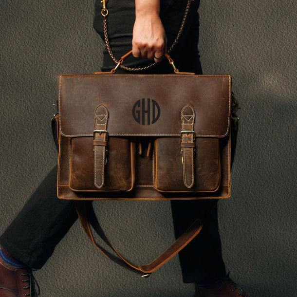 Personalized Gifts Engraved Laptop Bag Personalised Leather