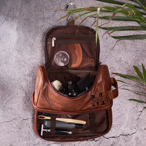 Personalized Mens Toiletry Bag Leather Dopp Bag, Shaving Kit Wedding Travel Gift For Him