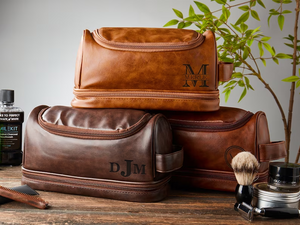 Personalized Mens Toiletry Bag Leather Dopp Bag, Shaving Kit Wedding Travel Gift For Him