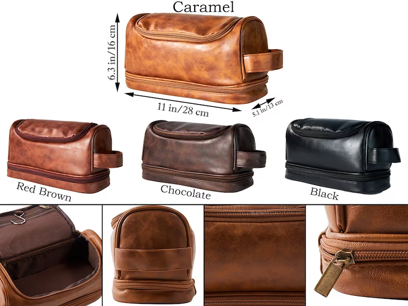 Monogram Mens Leather Toiletry Bag – NaturalLeatherShop