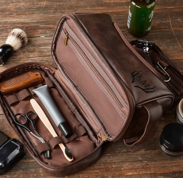 Monogram Mens Leather Toiletry Bag – NaturalLeatherShop