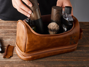 Personalized Mens Toiletry Bag Leather Dopp Bag, Shaving Kit Wedding Travel Gift For Him