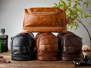 Personalized Men's Leather Toiletry Bag-Custom Toiletry Bag-Toiletry Bag-Groomsmen Gifts For Him-Dopp Kit Bag-Gift For Dad-Wedding Gift