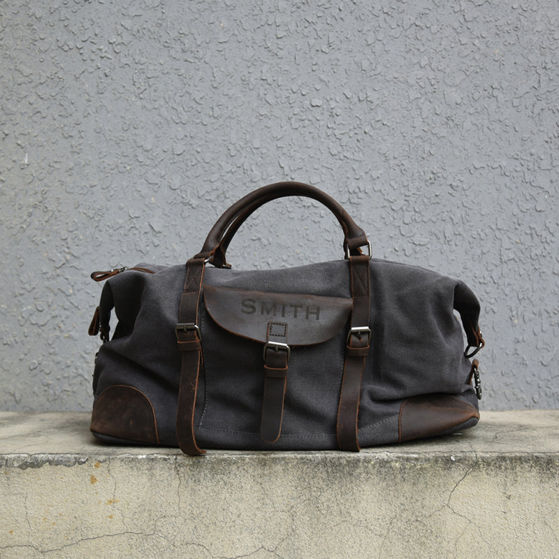 Personalized Duffel Bag, Groomsmen Gifts, Gifts For Men, Canvas Leather Overnight Bag, Mens Carry On, Christmas Gifts