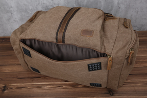 Personalized Travel Duffel Bag, Canvas Leather Weekender bag, Carry on Overnight Bag with Shoes Compartment for Men