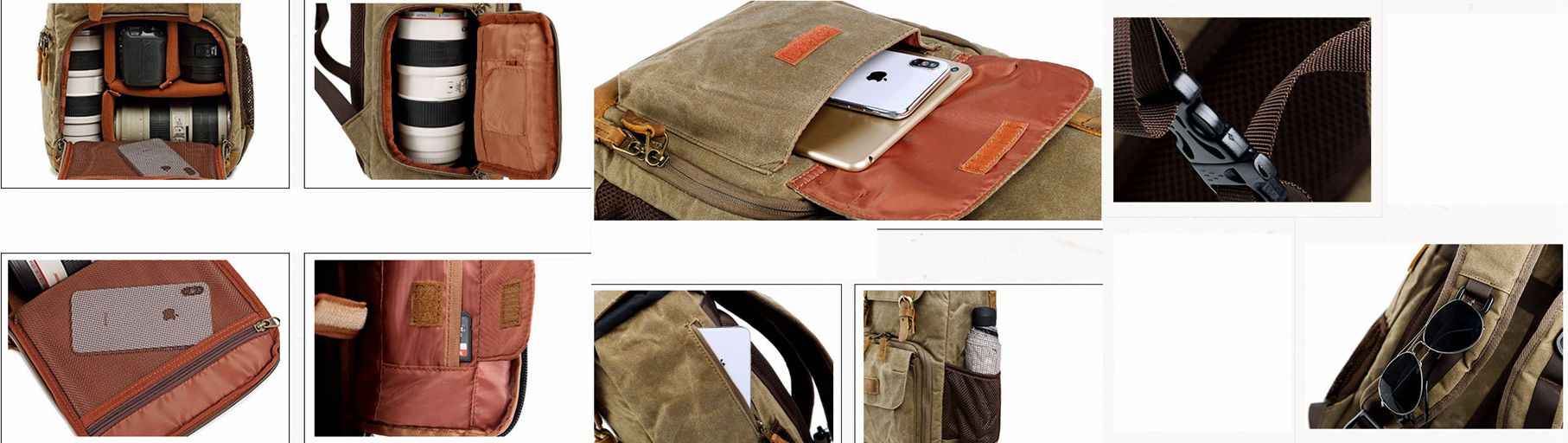 Canvas DSLR/SLR Camera Bag, Waterproof School Backpacks, Travel Camera Bag QSM279 - echopurse