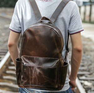 Handmade Vintage Leather Shoulder Bag, Unisex Fashion Backpack, Handbag CN3158 - echopurse