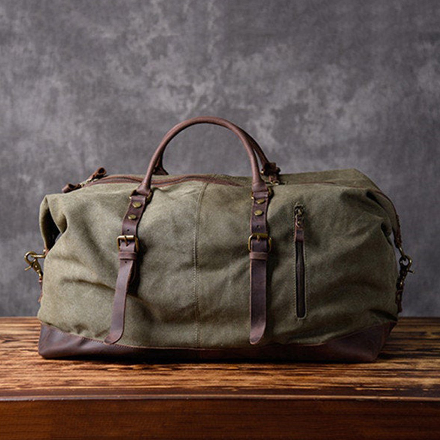 canvas travel bag for men Handmade Leather Duffle Bag Holdall Luggage Weekender Bag 12031 Army Green / No this ultra Duffle Bag for Travel,Carry on