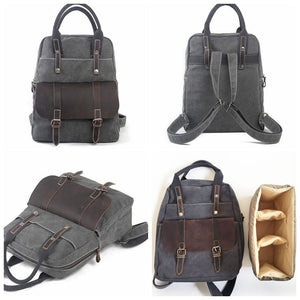 Canvas DSLR/SLR Camera Backpack, School Backpack, Travel Camera Bag - echopurse