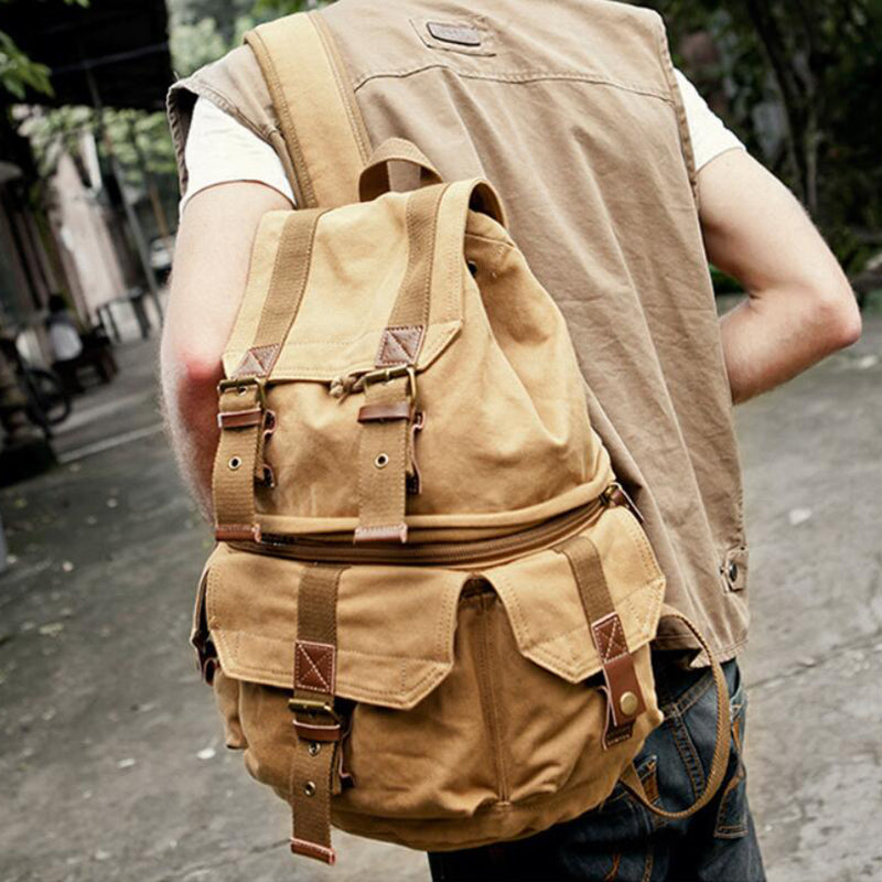 Canvas DSLR Camera Backpack Canvas Travel Backpack Casual Laptop Backpack - echopurse