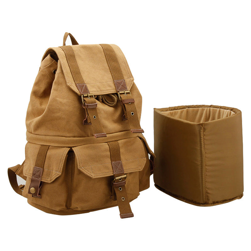 Canvas DSLR Camera Backpack Canvas Travel Backpack Casual Laptop Backpack - echopurse
