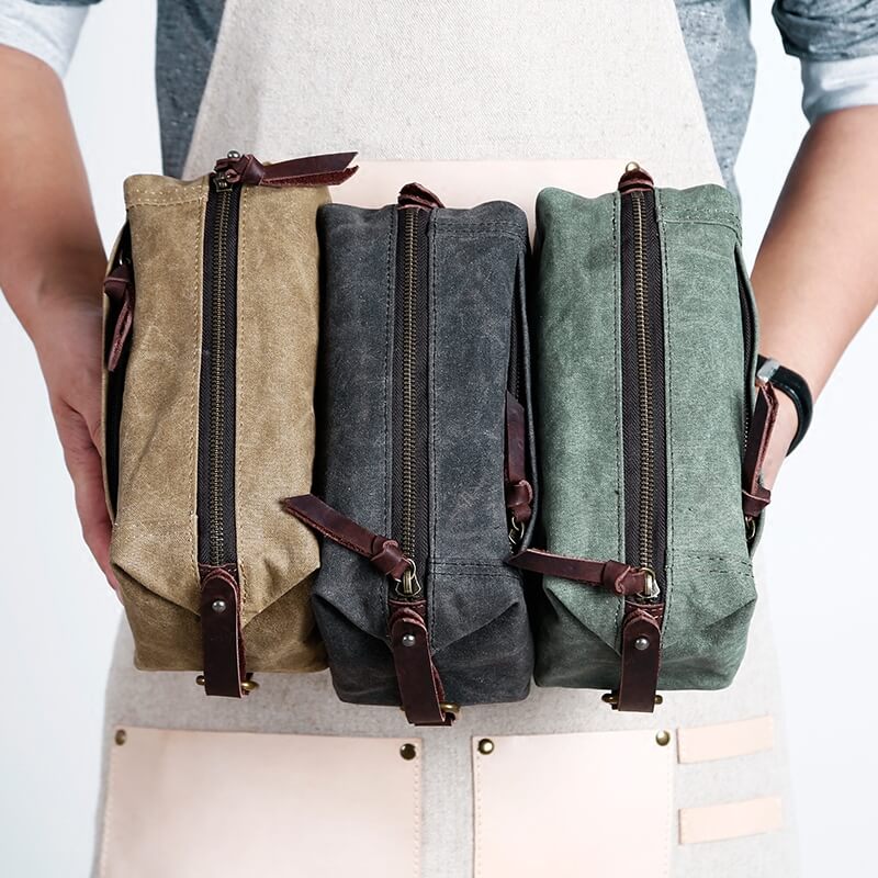 Canvas Leather Women's Handbags, Handmade Toiletry Bag, Vintage Daily Pen Holder Case NX011 - echopurse