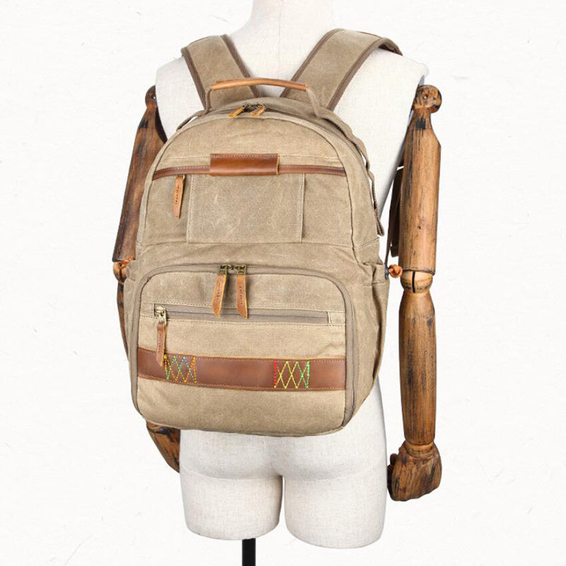 Canvas Waterproof Camera Backpack Canvas DSLR Camera Backpack Travel Backpack QSM3036 - echopurse