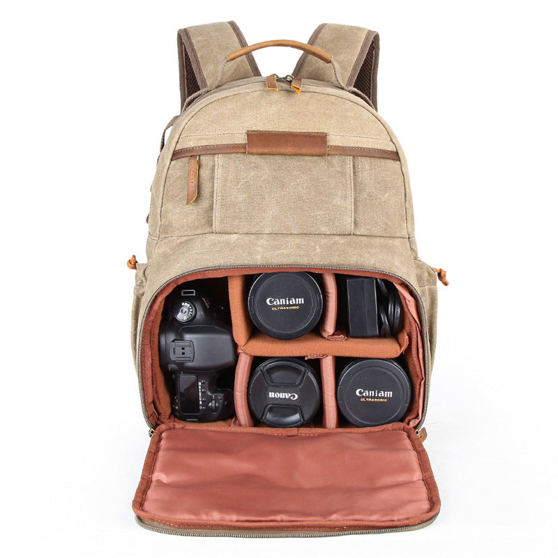 Canvas Waterproof Camera Backpack Canvas DSLR Camera Backpack Travel Backpack QSM3036 - echopurse
