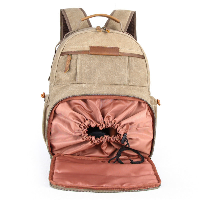 Canvas Waterproof Camera Backpack Canvas DSLR Camera Backpack Travel Backpack QSM3036 - echopurse