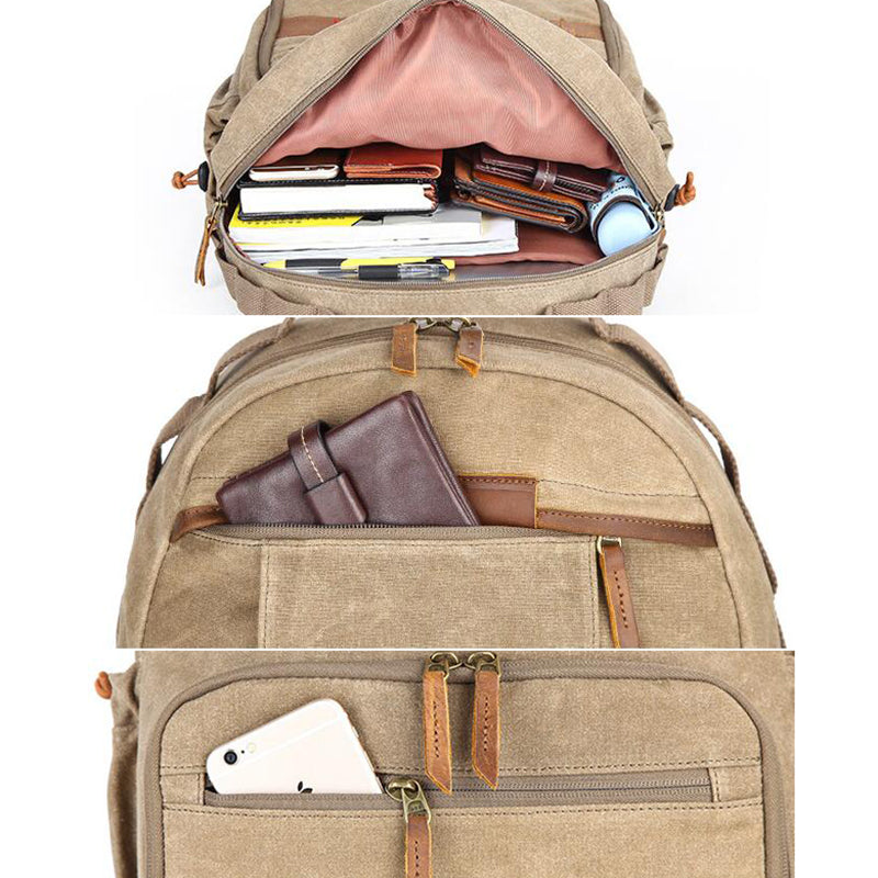 Canvas Waterproof Camera Backpack Canvas DSLR Camera Backpack Travel Backpack QSM3036 - echopurse