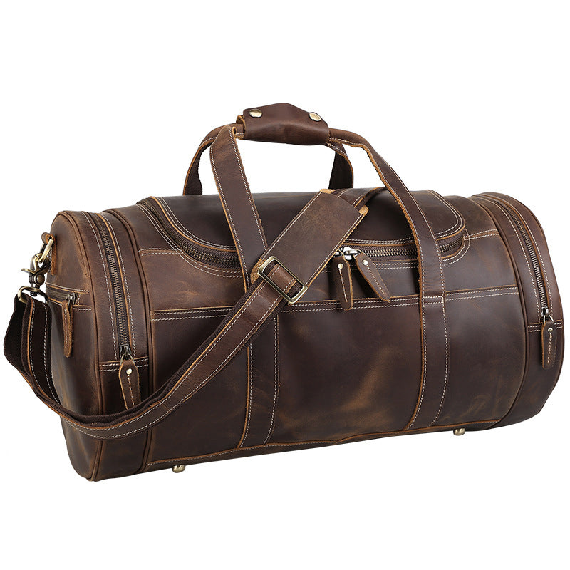 Christmas Gifts Leather Duffel Bag Vintage Carry On Weekend Bag Large Duffle Luggage Bag Overnight Travel Bag - echopurse