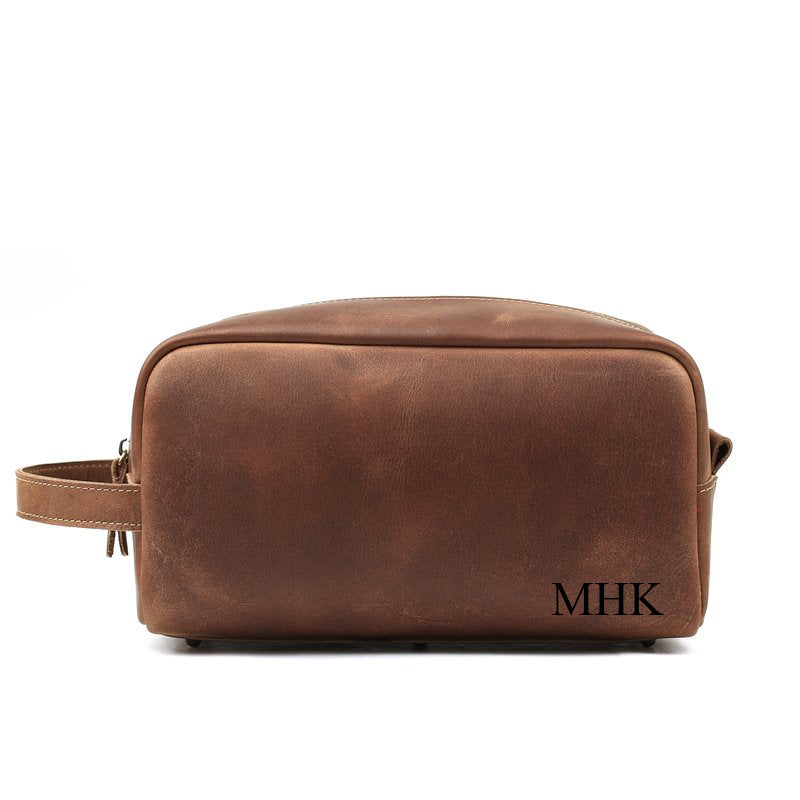 Christmas Gifts Leather Toiletry Bag Personalized Dopp kit