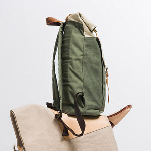 Unisex School Bags, Travel Backpack, Handmade Leather And Waxed Canvas Rucksack - 2 Color Available NX098 - echopurse