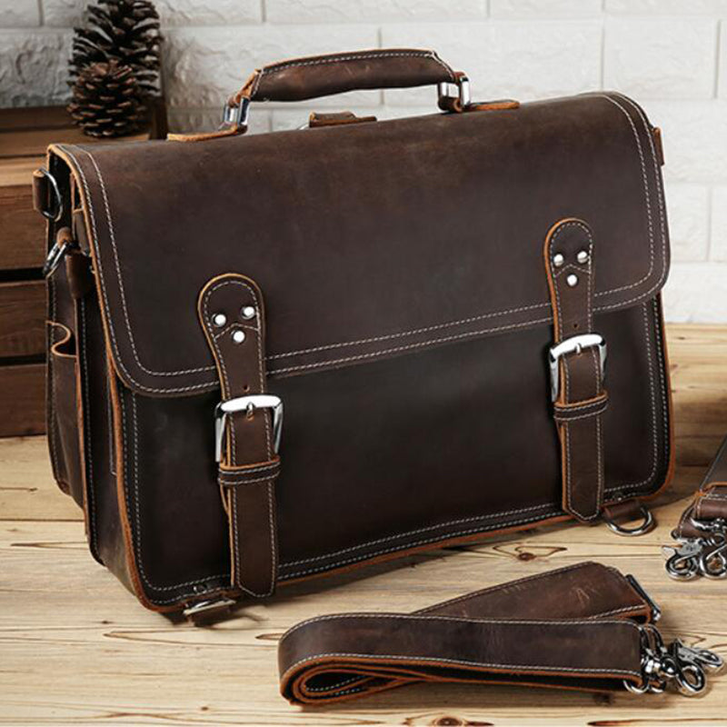 Leather sales briefcase backpack
