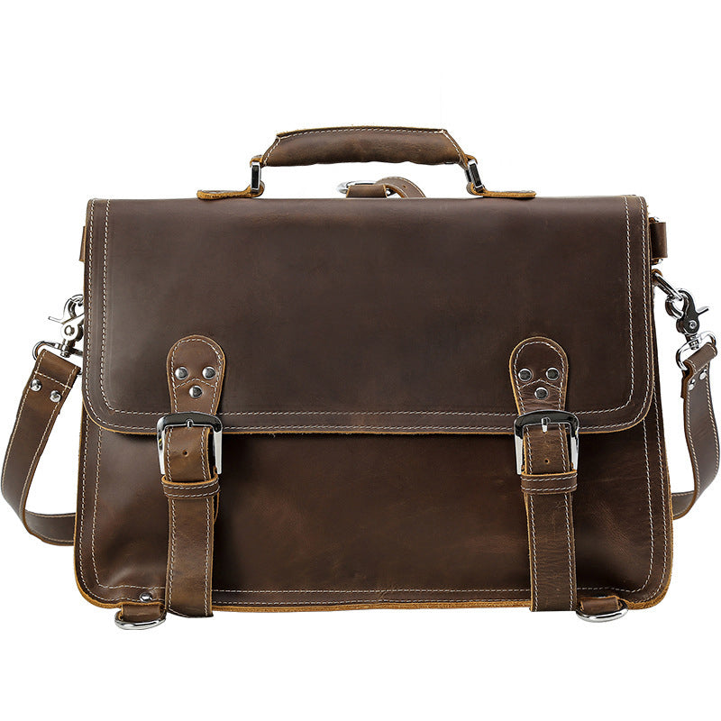 Multifunctional zipper leather business manager 2025 bag