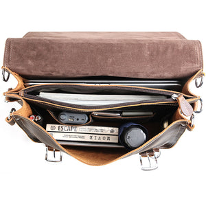 Crazy Horse Leather Briefcase Multifunctional Backpack Men Laptop Shoulder Bag Messenger Bag - echopurse