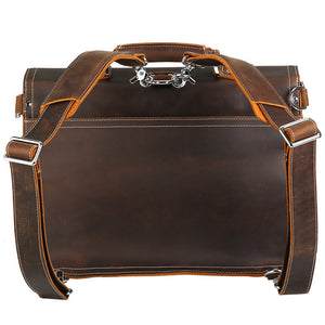 Crazy Horse Leather Briefcase Multifunctional Backpack Men Laptop Shoulder Bag Messenger Bag - echopurse