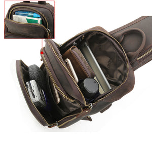 Crazy Horse Leather Chest Pack Men Shoulder Messenger Bag Retro Chest Bag - echopurse