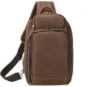 Crazy Horse Leather Chest Pack Men Shoulder Messenger Bag Retro Chest Bag - echopurse