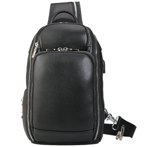Crazy Horse Leather Chest Pack Men Shoulder Messenger Bag Retro Chest Bag - echopurse
