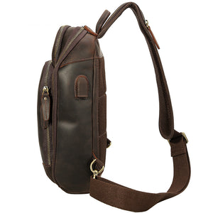 Crazy Horse Leather Chest Pack Men Shoulder Messenger Bag Retro Chest Bag - echopurse