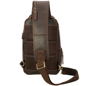 Crazy Horse Leather Chest Pack Men Shoulder Messenger Bag Retro Chest Bag - echopurse