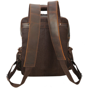 Crazy Horse Leather Laptop Backpack Men Travel Backpack Vintage Casual Backpack - echopurse