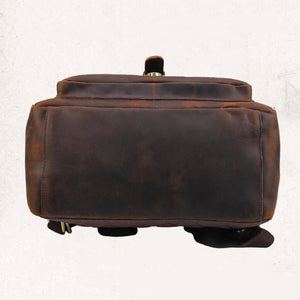 Crazy Horse Leather Men Backpack Laptop Backpack Large Travel Backpack - echopurse